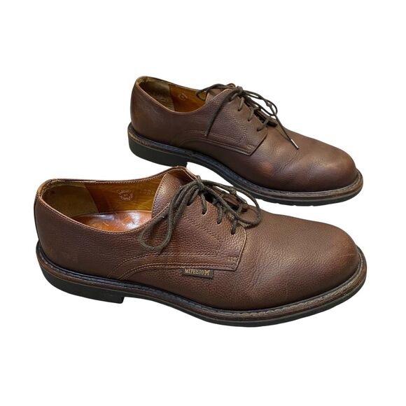 MEPHISTO Oxford Shoes Men 9 US 42 Brown Pebbled Leather Lace Up Cushioned Preppy - Picture 8 of 10